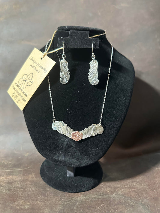 Floral Collar Necklace and Earrings